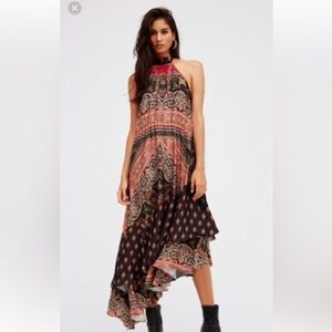 Free People bohemian silk halter midi dress.  Size small.